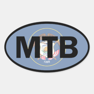 Mountain Biking Utah Flag Ovale Sticker