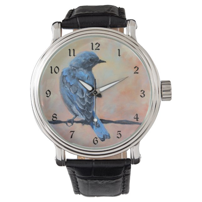 Mountain Bluebird Fine Art Horloge (Voorkant)