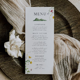 Mountain Boho Wildflower Forest rustieke bruiloft Menu