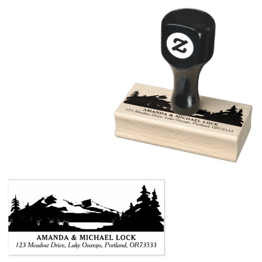 Mountain Bossen Lake Bruiloft Retouradres Rubberstempel (Gestempeld)