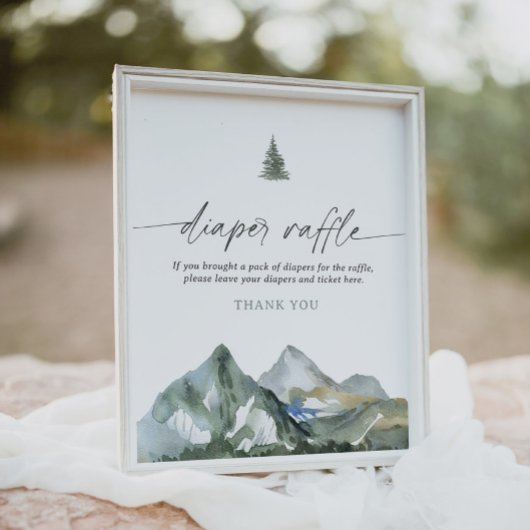 Mountain Boy Baby shower Luier Raffle Sign Poster