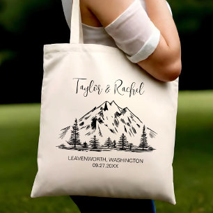 Mountain bruiloft welkom feest gunsten bestemming tote bag