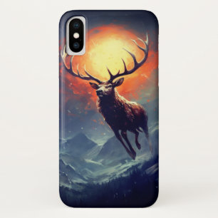 Mountain Buck loopt van brandend vuur iPhone X Hoesje