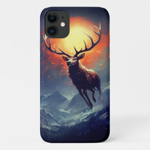 Mountain Buck loopt van brandend vuur iPhone 11 Hoesje
