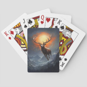 Mountain Buck loopt van brandend vuur Pokerkaarten