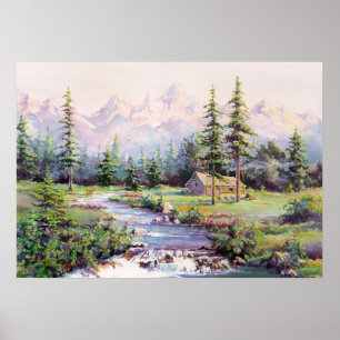 MOUNTAIN CABIN DOOR SHARON SHARPE POSTER