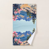Mountain Cabin Personalize Text Vacation Home Bad Handdoek (Handdoek)