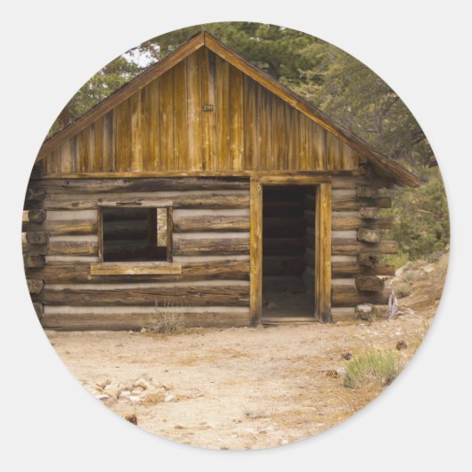 Mountain Cabin Ronde Sticker (Voorkant)