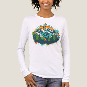 Mountain Camping T-shirt – Retro Compass Adventure