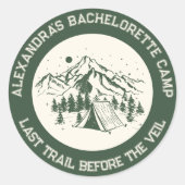 Mountain Camping Weekend Bachelorette Classic Ronde Sticker (Voorkant)