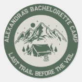 Mountain Camping Weekend Bachelorette Classic Ronde Sticker (Voorkant)