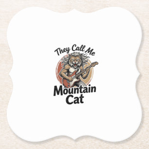 Mountain Cat Vintage Gravure Rock Grafische T-shir Kartonnen Onderzetters