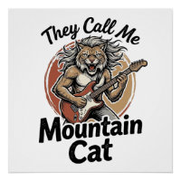 Mountain Cat Vintage Gravure Rock Grafische T-shir