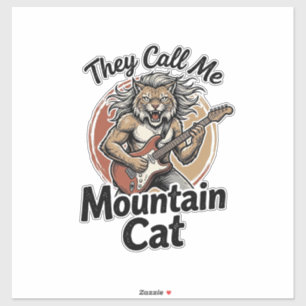 Mountain Cat Vintage Gravure Rock Grafische T-shir Sticker