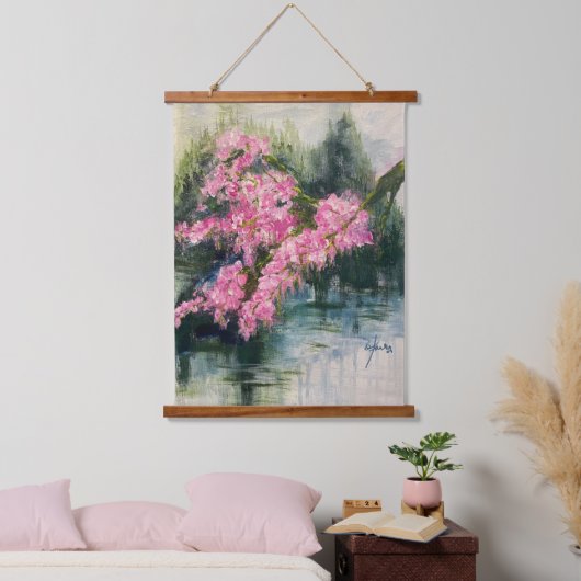 Mountain Cherry Blossom Hanging Tapestry Hangend Wandkleed (Slaapkamer)
