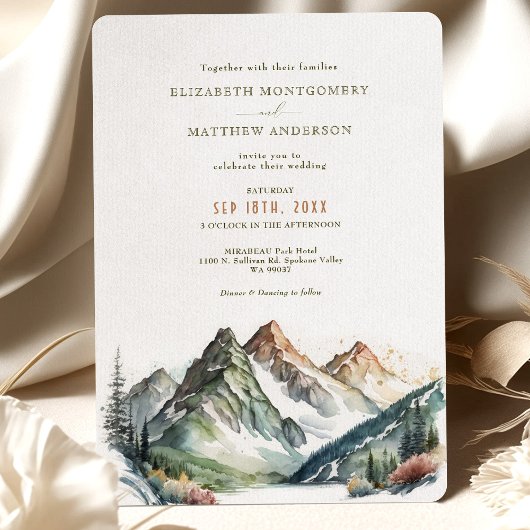 Mountain Destination Wedding Invitation Aquarelle