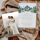Mountain Elegant Rustic Wedding Photo Real Gold Folie Uitnodiging