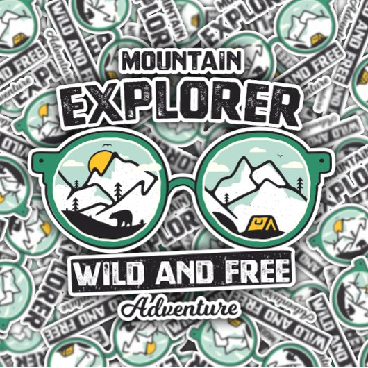Mountain Explorer Camping sauvage | Sticker Die-Cu