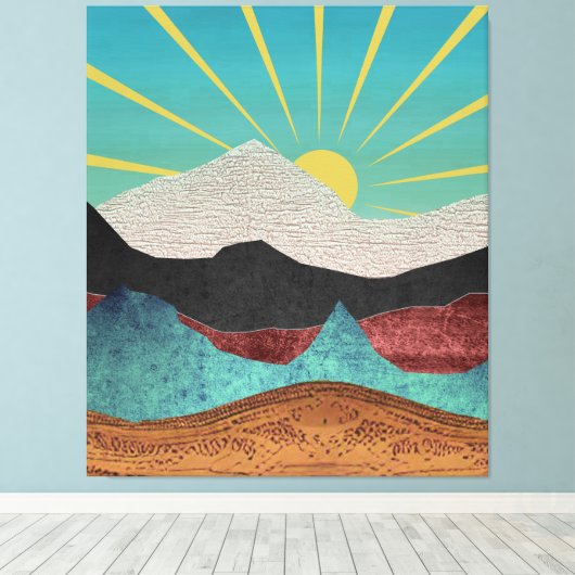 Mountain Fantasy Sunrise Canvas Afdruk (Insitu (Houten vloer))