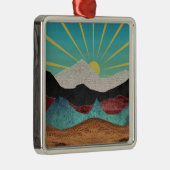 Mountain Fantasy Sunrise Metalen Ornament (Rechts)