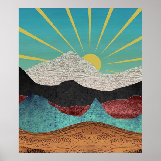 Mountain Fantasy Sunrise Poster (Voorkant)