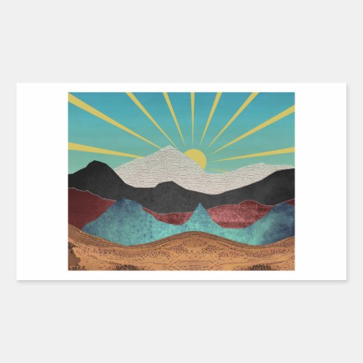 Mountain Fantasy Sunrise Rechthoekige Sticker (Voorkant)