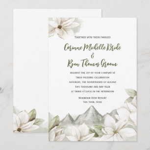 Mountain Floral Sage Wedding Invitation Kaart