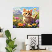 *~* Mountain Flowers Kat 5:4 Kitten Cat AP68 Poster (Thuiskantoor)