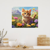 *~* Mountain Flowers Kat 5:4 Kitten Cat AP68 Poster (Keuken)