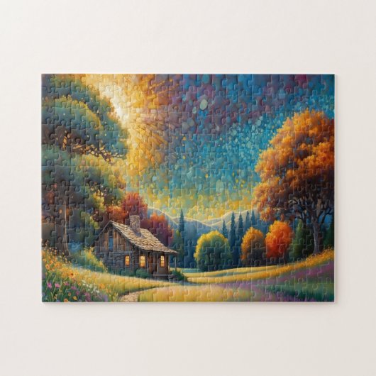 Mountain Forest Cabin Art Legpuzzel (Horizontaal)