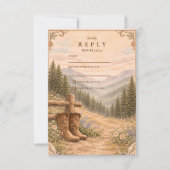 Mountain Forest Cowboy Boots Wedding RSVP Kaartje (Voorkant)
