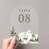 Mountain Forest Deer Wedding Acrylic Table Number Acryl Uitnodigingen (Insitu (Draagbaar))