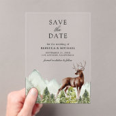 Mountain Forest Deer Wedding Save the Date Acryl Uitnodigingen (Insitu (Draagbaar))