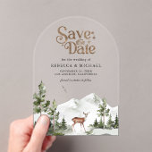 Mountain Forest Deer Wedding Save the Date Acryl Uitnodigingen (Insitu (Draagbaar))