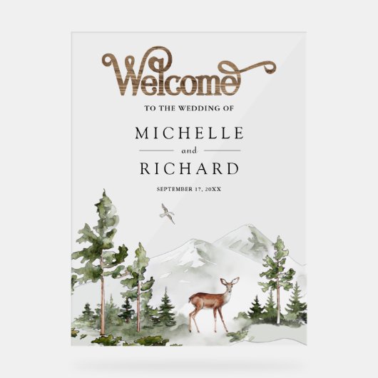 Mountain Forest Deer Wedding Welcome (Recto)