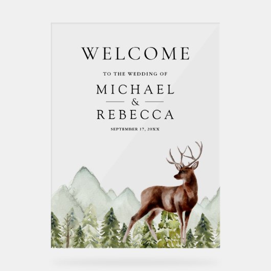 Mountain Forest Deer Wedding Welcome (Recto)