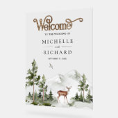 Mountain Forest Deer Wedding Welcome Acryl Bord (Hoek)