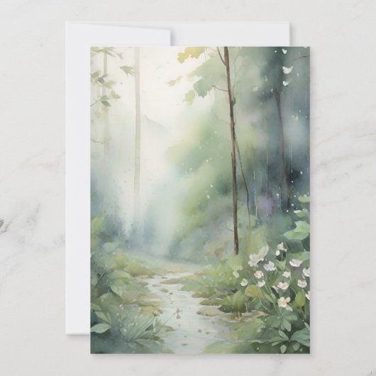 Mountain Forest Elegante Rustieke Bruiloft Kaart (Achterkant)