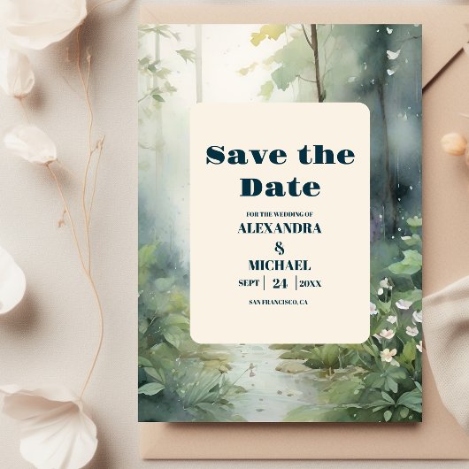 Mountain Forest Elegante Rustieke Bruiloft Save The Date