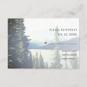 Mountain Forest Lakeside bruiloft RSVP Kaartje