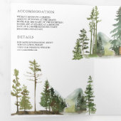 Mountain Forest Lodge blokhut Alles in één bruilof Drieluik Uitnodiging (Binnenzijde eerst)