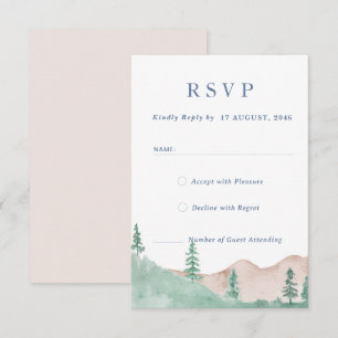 Mountain Forest Range Wedding RSVP Response Kaart