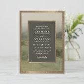 Mountain Forest Rustic Elegant QR Code Wedding Kaart (Staand voorkant)