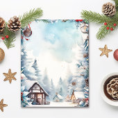 Mountain Forest Sneeuwrijke blokhutten Kerstmis Briefhoofd