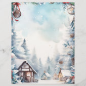 Mountain Forest Sneeuwrijke blokhutten Kerstmis Briefhoofd (Achterkant)
