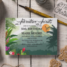 Mountain & Forest Sunset Uitnodiging voor verjaard