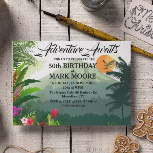 Mountain & Forest Sunset Uitnodiging voor verjaard