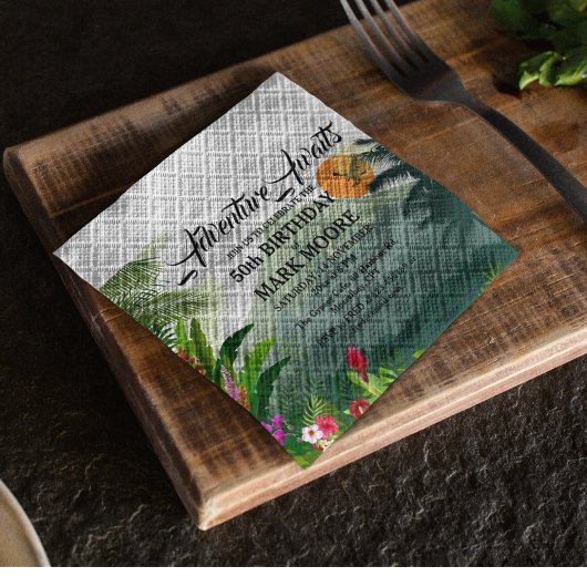 Mountain & Forest Sunset Uitnodiging voor verjaard Servet