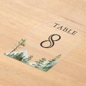 Mountain Forest Trees Wedding Acrylic Table Number Acryl Uitnodigingen (Laagn)