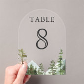 Mountain Forest Trees Wedding Acrylic Table Number Acryl Uitnodigingen (Insitu (Draagbaar))